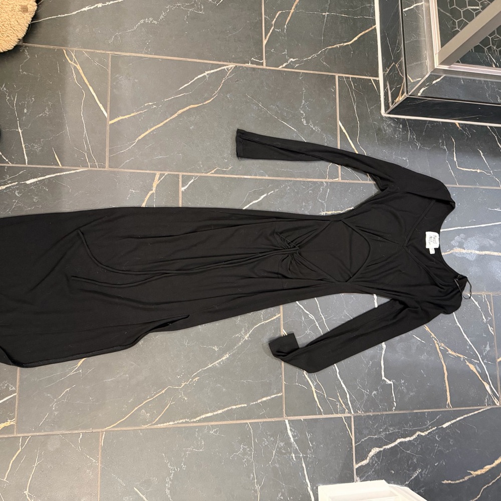 Princess Polly Black Long-Sleeve Knot-Front Maxi Dress